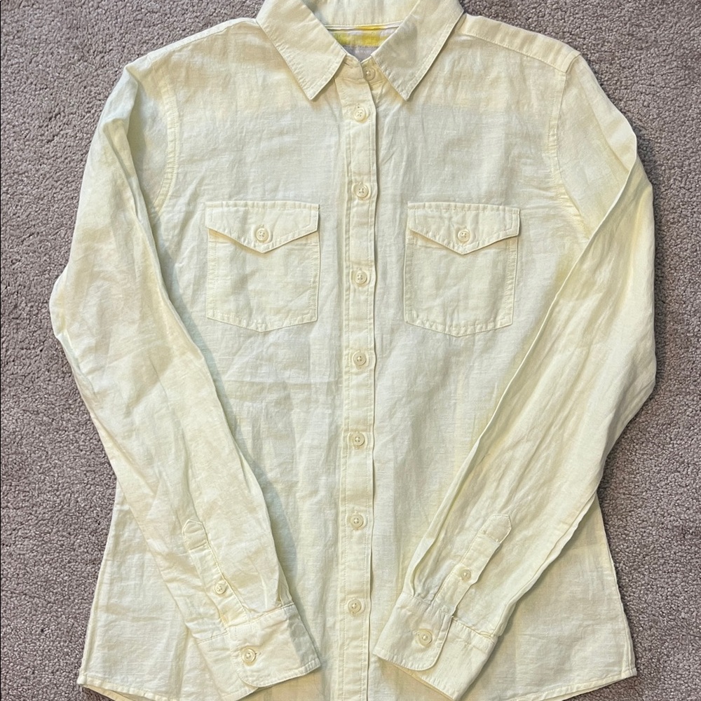 Banana Republic Light Yellow cotton and linen blend Button-Down Shirt nwt sz S